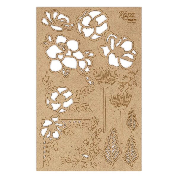 Chipbord for scrapbooking „Аbstraction“, white board, 12,8х20cm, ROSA TALENT