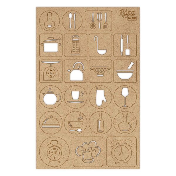 Chipbord for scrapbooking „Аbstraction“, white board, 12,8х20cm, ROSA TALENT
