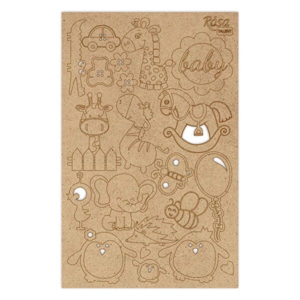 Chipbord for scrapbooking „Аbstraction“, white board, 12,8х20cm, ROSA TALENT