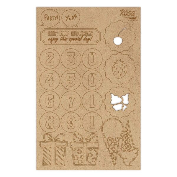 Chipbord for scrapbooking „Аbstraction“, white board, 12,8х20cm, ROSA TALENT
