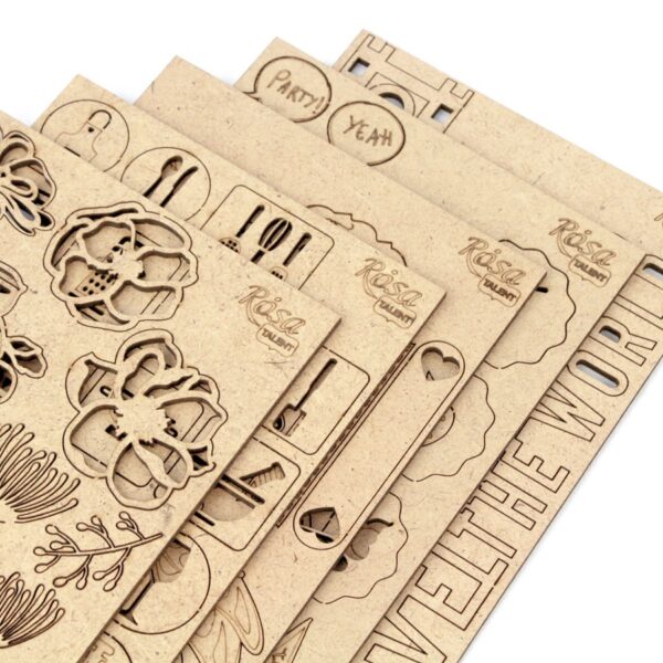 Chipbord for scrapbooking „Аbstraction“, white board, 12,8х20cm, ROSA TALENT