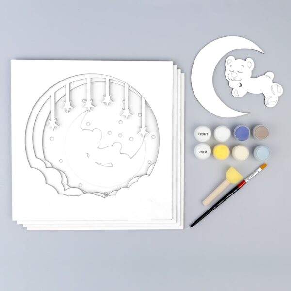 „Helicopter“, Canvas Panel with outline, 20х20cm, cotton, acrylic, ROSA START