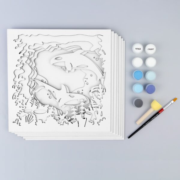 „Helicopter“, Canvas Panel with outline, 20х20cm, cotton, acrylic, ROSA START