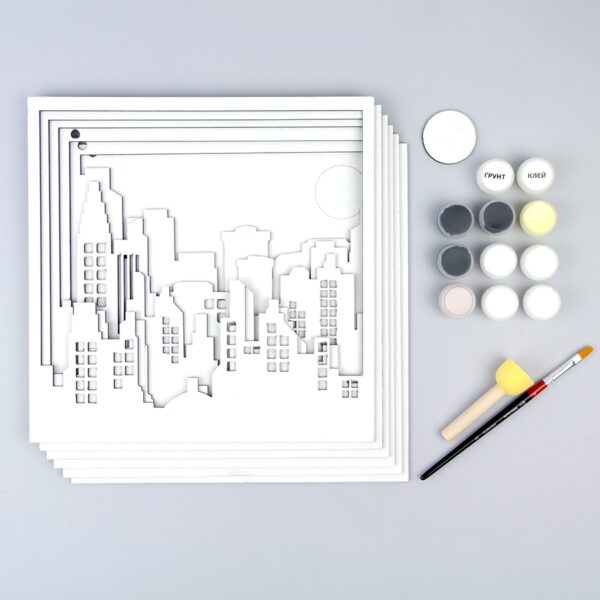 „Вертоліт“, полотно на картоні з контуром, 20х20, бавовна, акрил, ROSA START