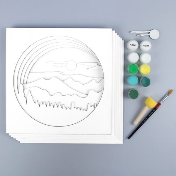 „Helicopter“, Canvas Panel with outline, 20х20cm, cotton, acrylic, ROSA START