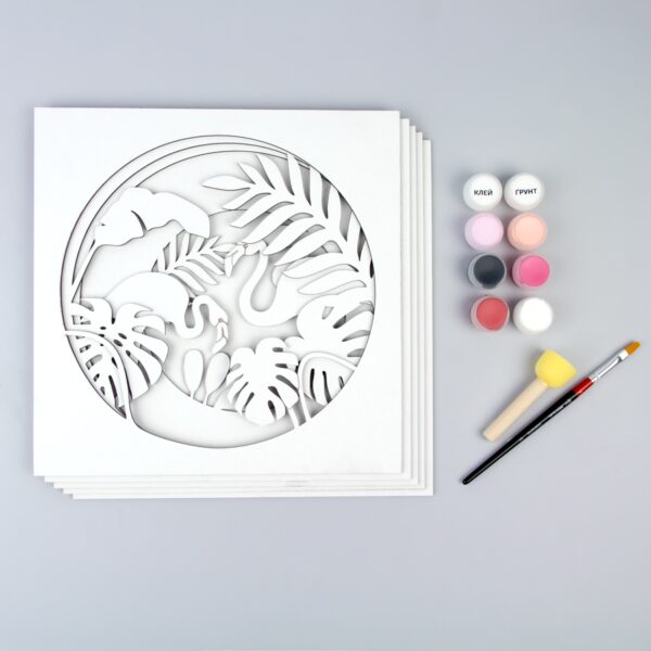 „Helicopter“, Canvas Panel with outline, 20х20cm, cotton, acrylic, ROSA START