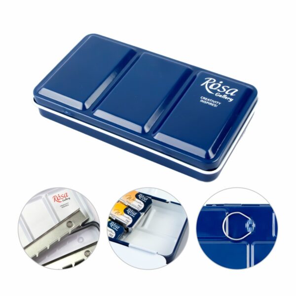 Пенал для акварельных красок металлический 28 кювет ROSA Gallery