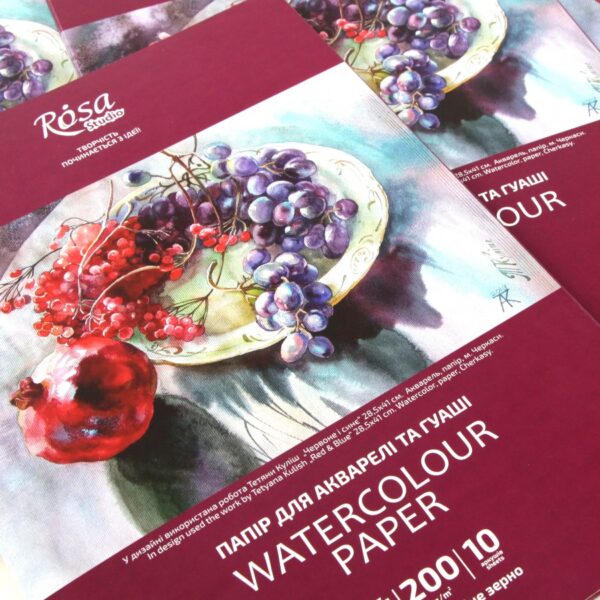 Watercolours paper, folder, 10 sheets, Fine grain 200g/m2 ROSA Studio