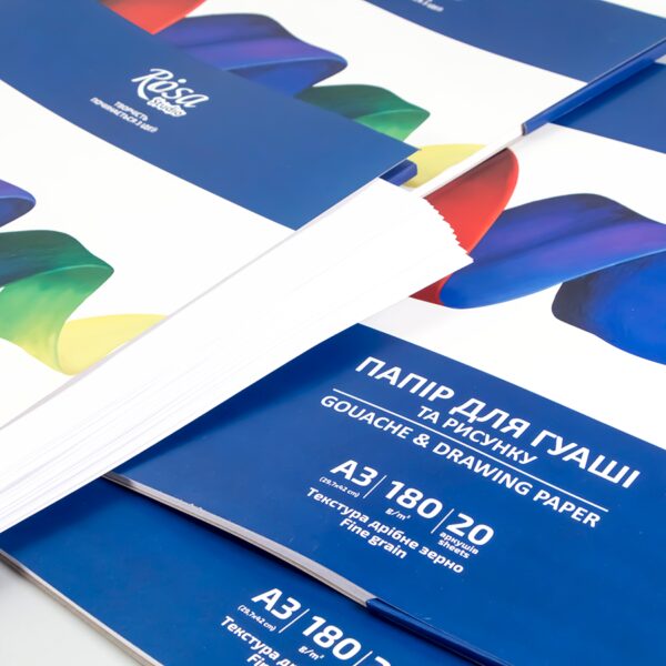 Gouache paper, folder, 20 sheets, Fine grain 180g/m2 ROSA Studio