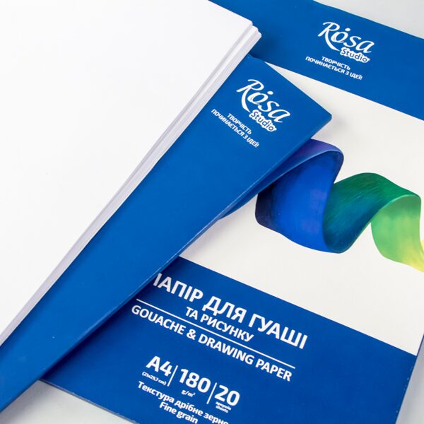 Gouache paper, folder, 20 sheets, Fine grain 180g/m2 ROSA Studio