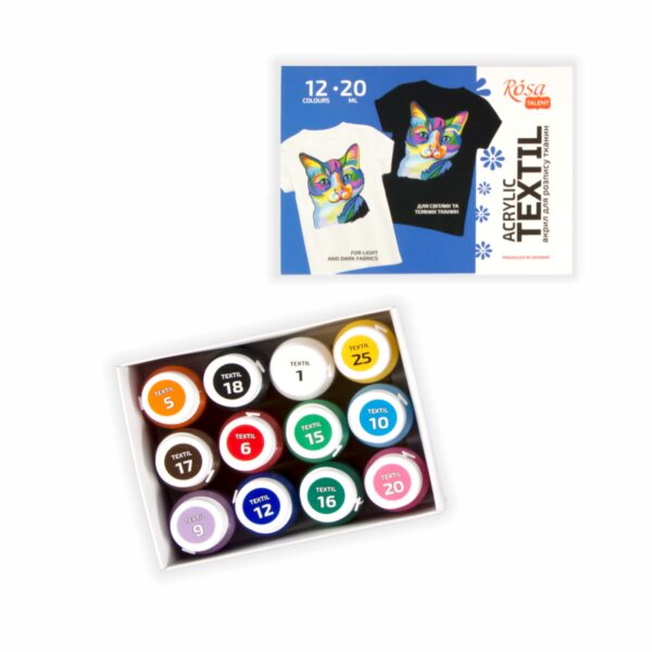 Set of acrylic paints for textile 20ml ROSA Studio