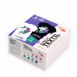 Set of acrylic paints for textile UNICORN, 9col., 20ml, pastel colorsl ROSA TALENT