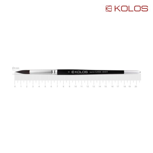 Squirrel Round Brush, Classic 3049R, № 10, Short Handle, KOLOS by ROSA