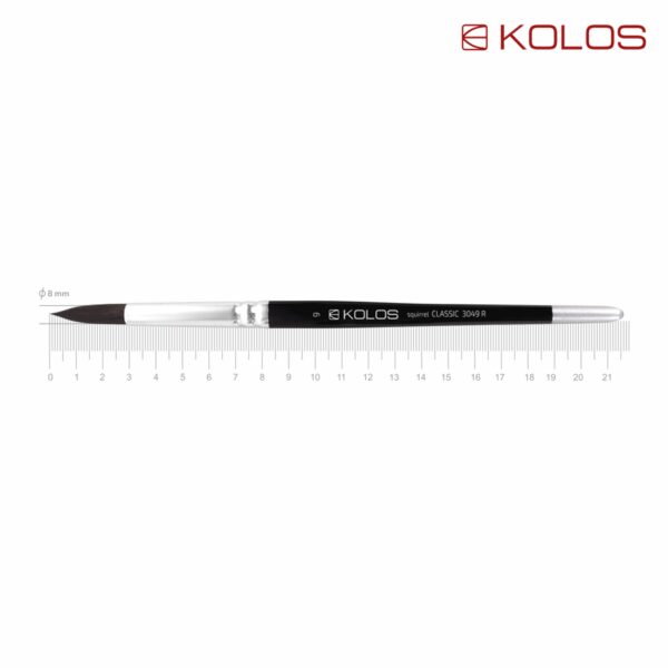 Squirrel Round Brush, Classic 3049R, № 10, Short Handle, KOLOS by ROSA