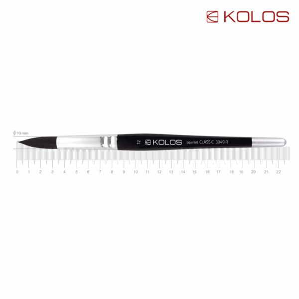 Squirrel Round Brush, Classic 3049R, № 10, Short Handle, KOLOS by ROSA