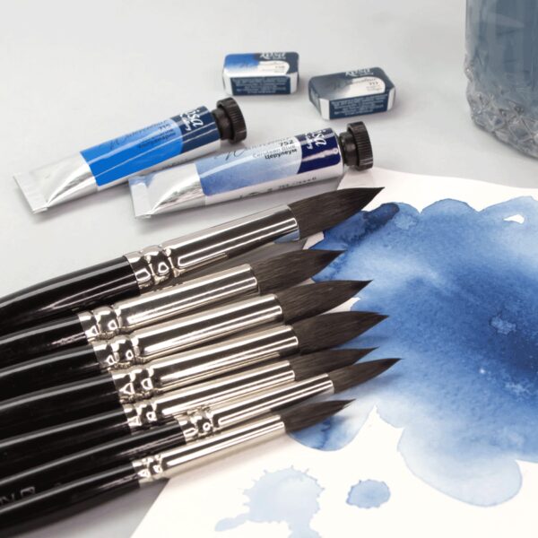 Squirrel Round Brush, Classic 3049R, № 10, Short Handle, KOLOS by ROSA