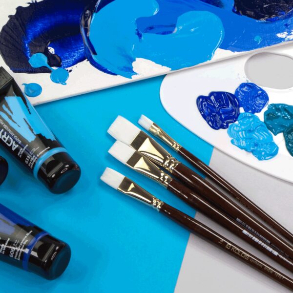 Synthetic Flat Brush, Snow 1098F, Long Handle, KOLOS by ROSA