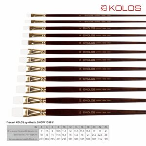 Synthetic Flat Brush, Snow 1098F, Long Handle, KOLOS by ROSA