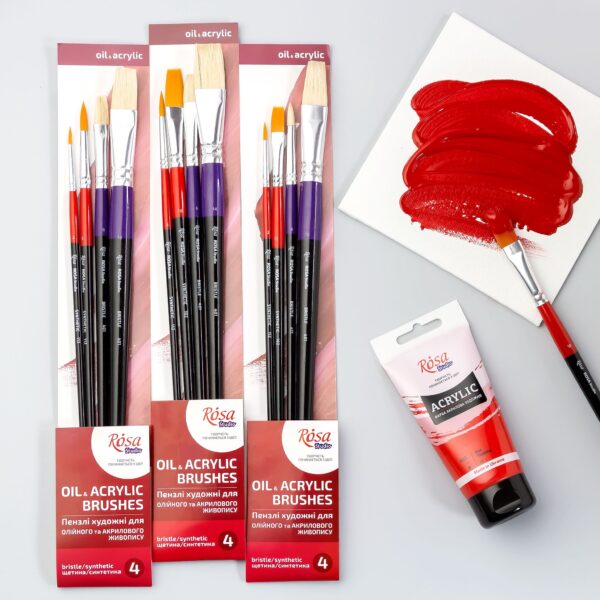 Набори кистей 8, белка круглая, 5шт (№ 0,2,4,6,8), к.р., ROSA Studio