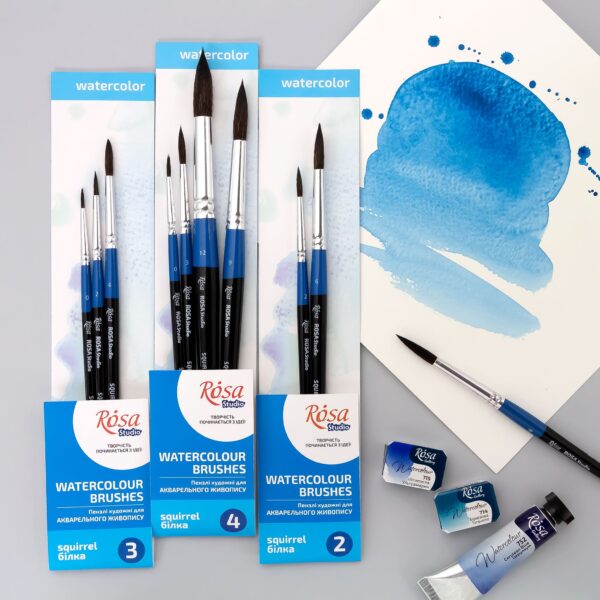 Набори кистей 8, белка круглая, 5шт (№ 0,2,4,6,8), к.р., ROSA Studio