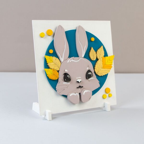 „Зайченя“, набір, картина 3D, ДВП ґрунтоване, 18х18см, ROSA TALENT