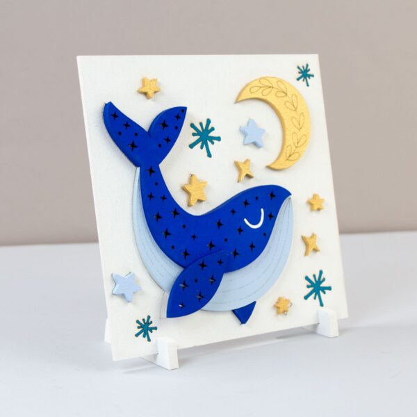 "Whale", set, 3D painting, primed fibreboard, 18x18cm, ROSA TALENT