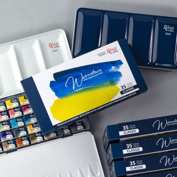 Набір акварельних фарб "Класика", 35 кол. в металевому пеналі ROSA Gallery
