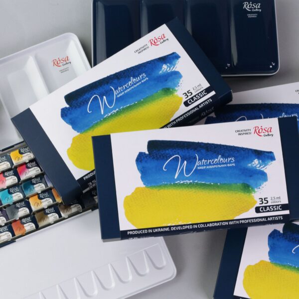 Набір акварельних фарб "Класика", 35 кол. в металевому пеналі ROSA Gallery