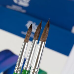 Set of brushes 4, Synthetic, 3pc., Flat №10, Round №0,6, Long Handle, ROSA Studio