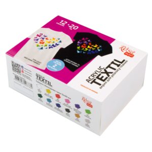 Set of acrylic paints for textile UNICORN, 9col., 20ml, pastel colorsl ROSA TALENT