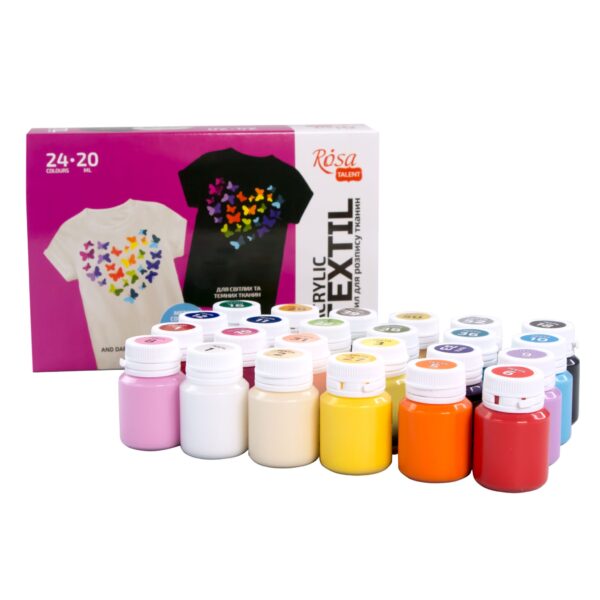 Набір акрилу для розпису тканин  UNICORN 9кол., 20мл,пастельні кольори ROSA TALENT