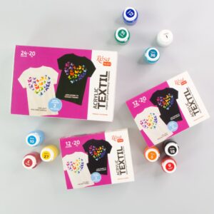 Set of acrylic paints for textile UNICORN, 9col., 20ml, pastel colorsl ROSA TALENT