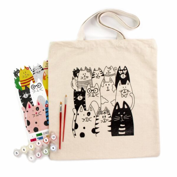 Set, ecobag-coloring, „Cats“, cotton 220 gsm, 38x42 cm, ROSA Talent