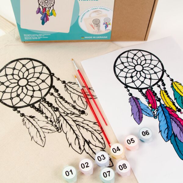 Set, ecobag-coloring, „Dream Catcher“, cotton 220 gsm, 38x42 cm, ROSA Talent