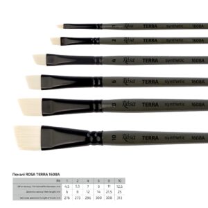 Synthetic Flat Brush, Snow 1098F, Long Handle, KOLOS by ROSA