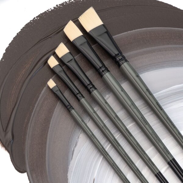 Synthetic Flat Brush, Snow 1098F, Long Handle, KOLOS by ROSA