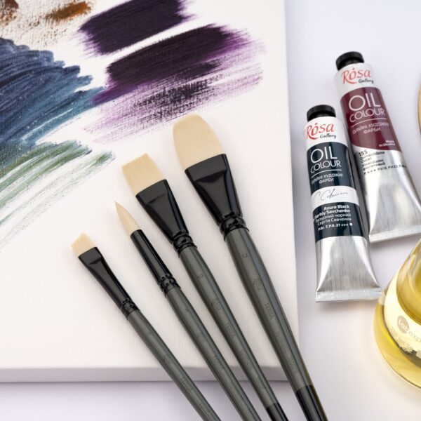 Synthetic Flat Brush, Snow 1098F, Long Handle, KOLOS by ROSA