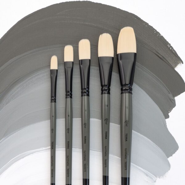 Synthetic Oval Brush, TERRA 1608FR, №1, Long Handle, ROSA