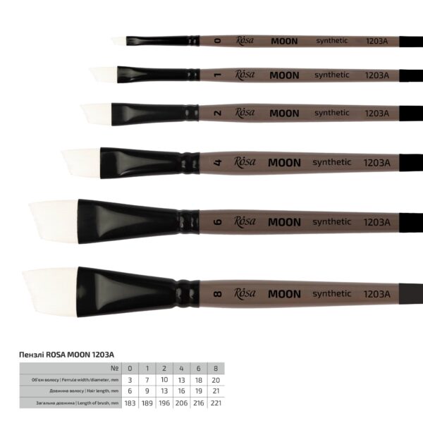 Synthetic Liner Brush, MOON 1203RL, Short Handle, ROSA