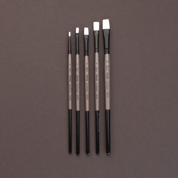 Synthetic Flat Brush, MOON 1203F, Short Handle, ROSA