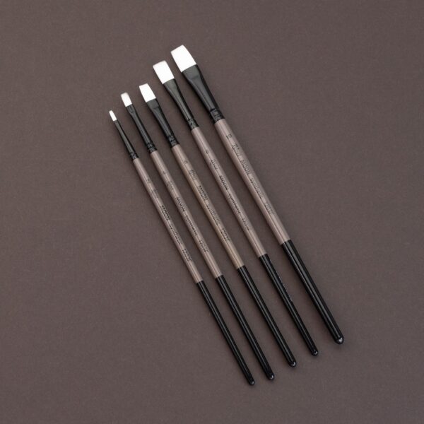 Synthetic Flat Brush, MOON 1203F, Short Handle, ROSA