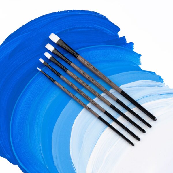 Synthetic Flat Brush, MOON 1203F, Short Handle, ROSA