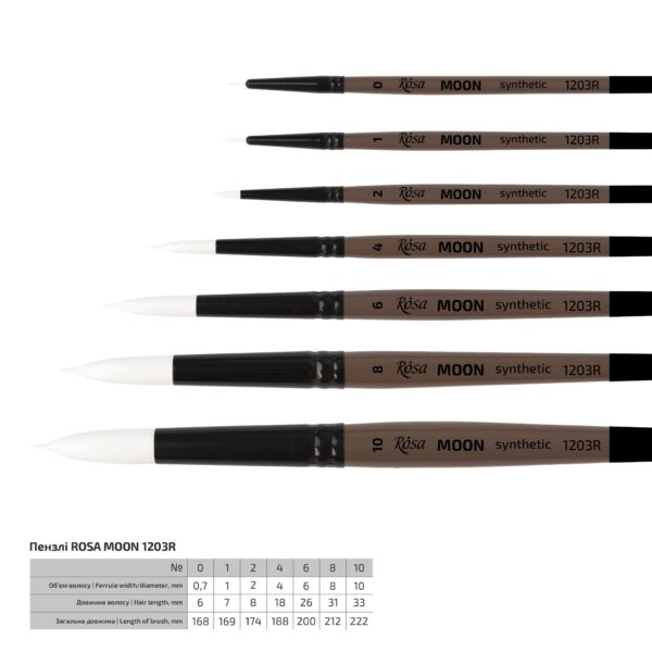 Synthetic Round Brush, MOON 1203R, Short Handle, ROSA