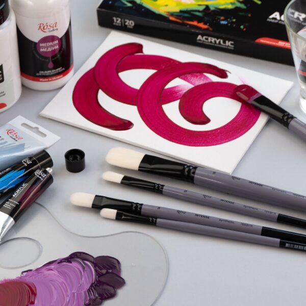 Synthetic Oval Brush, INTENSE 1668FR, Long Handle, ROSA