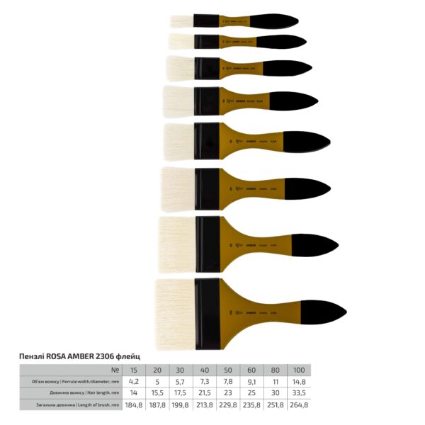 Bristle Fleyts Brush, AMBER 2306, Short Handle, ROSA