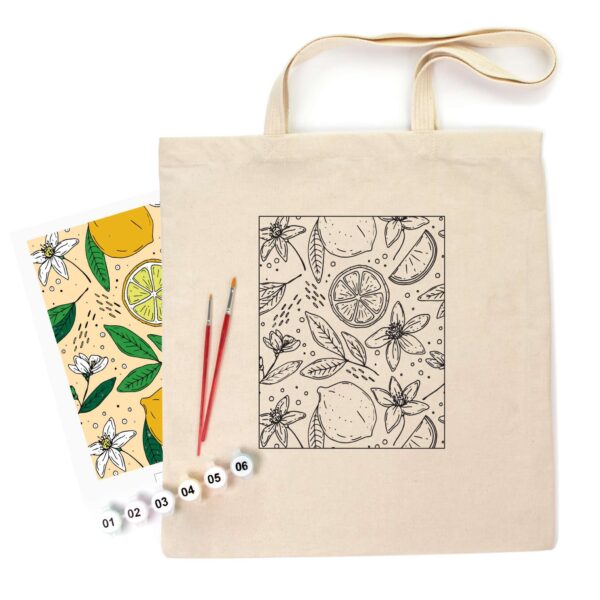 Set, ecobag-coloring, black, „Lemons“, cotton 240 gsm, 38x42 cm, ROSA Talent
