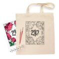 Set, ecobag-coloring, „Peonies“, cotton 220 gsm, 38x42 cm, ROSA Talent