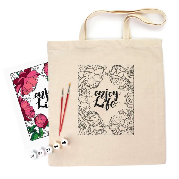 Set, ecobag-coloring, „Peonies“, cotton 220 gsm, 38x42 cm, ROSA Talent