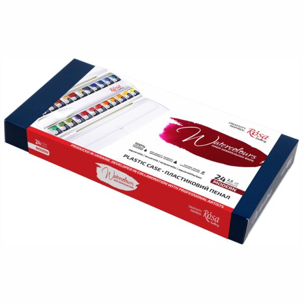 Набір акварелі "Модерн" в металевому пеналі 21 колір ROSA Gallery
