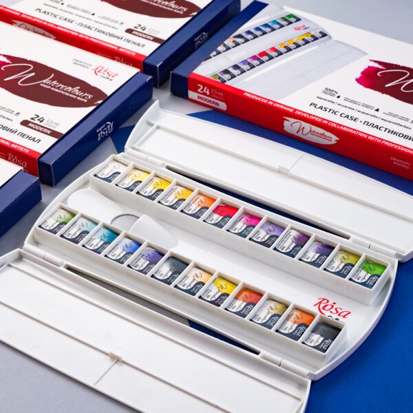 Набір акварелі "Модерн" в металевому пеналі 21 колір ROSA Gallery